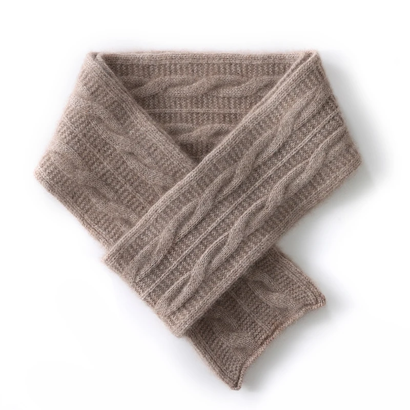 Winter New Women 100% Cashmere Knitted Warm Scarf 140*12 Female Solid Color Small Scarve Soft False Collar Neck Gurd Bib 4 Color