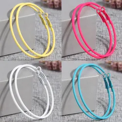 Kymyad Fluorescent Color Women's Earrings Colorful Big Hoop Earrings Simple Design Shining Hoops Women Jewelry