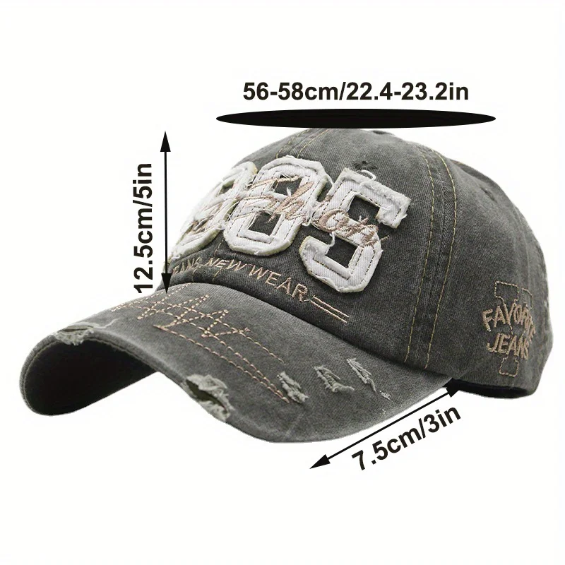 Digital Stickers Baseball Cap for Man's and Woman's Fashionable Retro Distressed Washing Hip-hop Cap Letter Embroidery Dad Hat