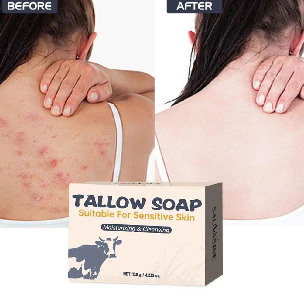 

120g Beef Tallow Soap Face & Body Moisturizing & Cleansing & Smoothing Natural Grass Fed Tallow Soap Bar for Sensitive Skin T5X1