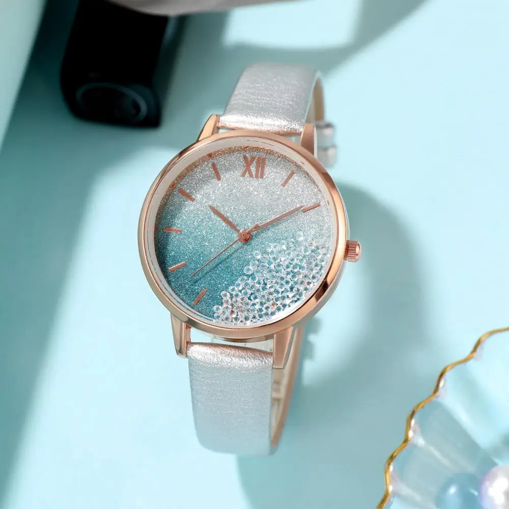 

Luxury Watch Women Watch Wrist Watch 2021 Top Sky Blue Quicksand Lady Female Round Change Color Dial Quartz relogio feminino