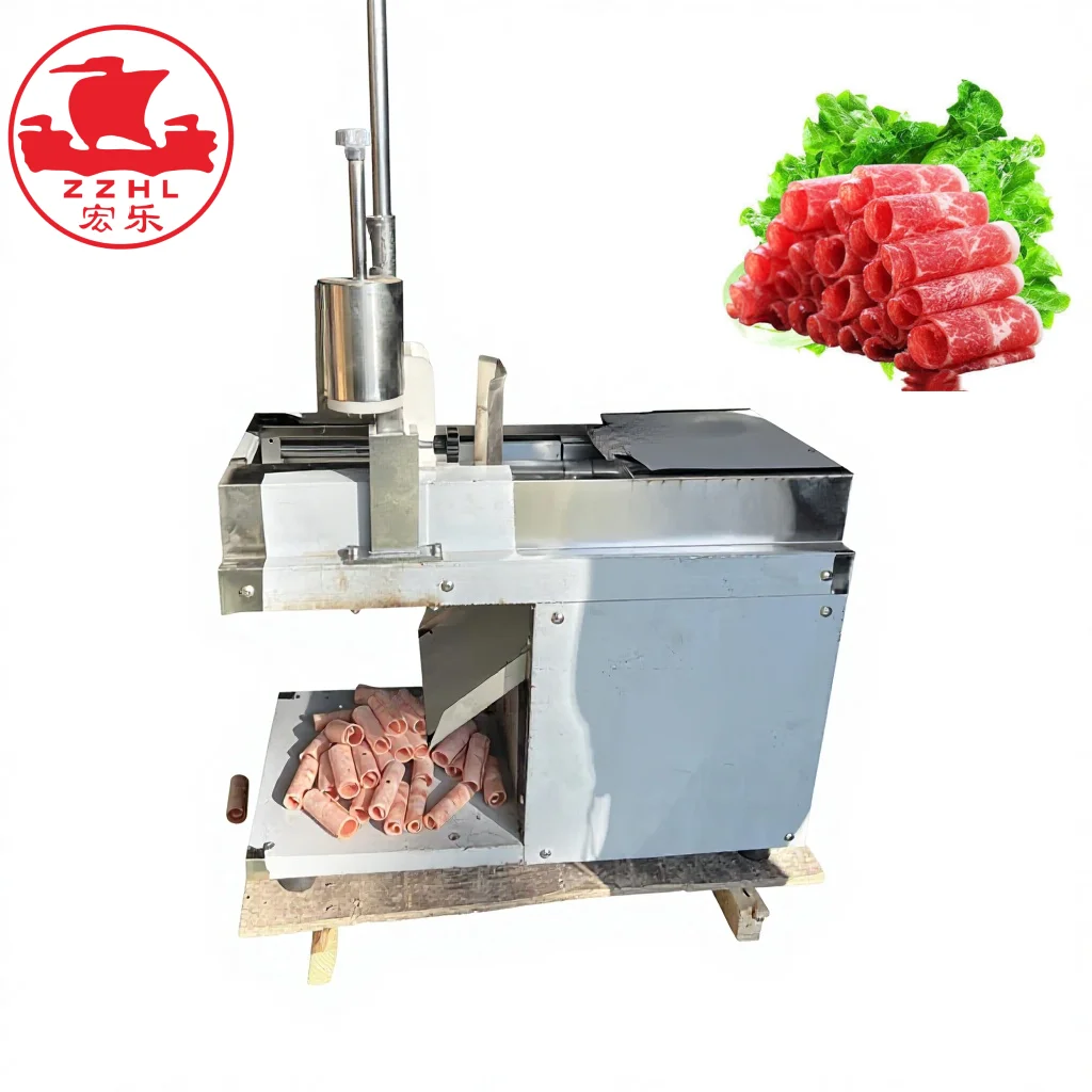 Commercial Small Scale  Meat Slicer Automatic Frozen Mutton Beef Roll Cutting Machine