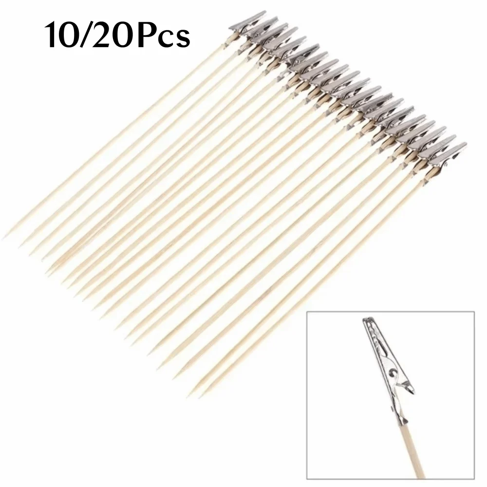 

10/20PCS Metal Rubber Model Painting Stand Modeling Tools Updated Design Alligator Clip Stick Detachable Long-tailed Wood Stick