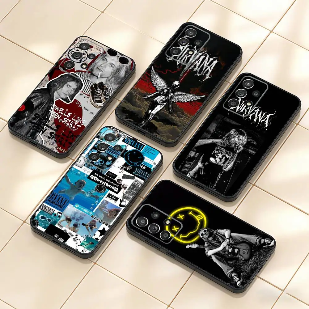 

K-Kurt N-Nirvana C-Cobain Phone Case For Samsung S25,S24,S21,S22,S23,S30,Ultra,S20,Plus,Fe,Note,10,9,5G Black Cover