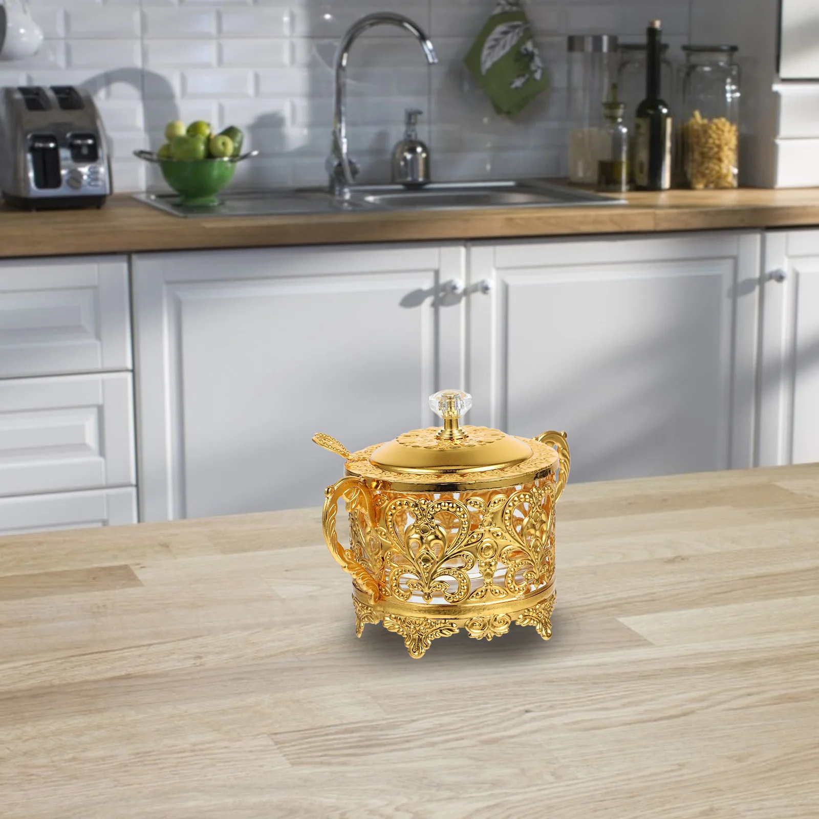 

Seasoning Jar Decorative European Style Embossed Design Kitchen Spice Holder Glass Container Kitchen Seasoning Holder