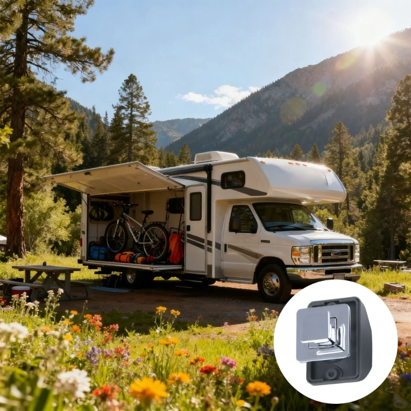 

D8KE 5Pcs Metal Campers Cabinet Push Button Locks Quiet Operation Easy Mounting For Campers Trailers Boats