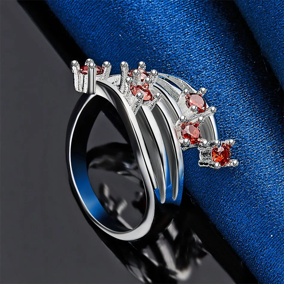 1 piece of 925 sterling silver 7-10 # charming multi-layer zircon ring for women's fashionable wedding jewelry accessories