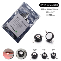 3W High Power LED beads IR 850nm 940nm 740nm 60 90 120 degree Infrared LED IR Light Emitting Diode  for Night Vision CCTV DIY