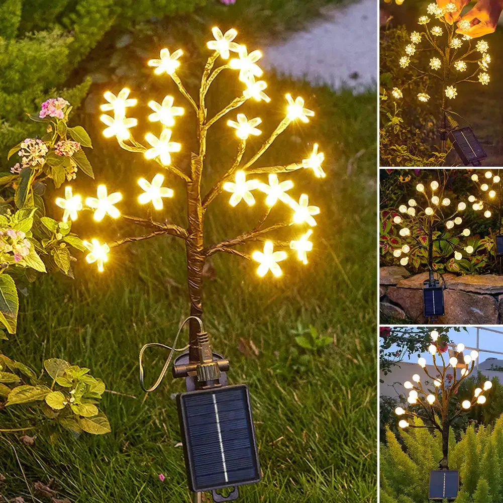 

Solar Flower Light Flower Outdoor Solar String Lights Waterproof Cherry Blossom Fairy Lamp Christmas Garden Decoration Lighting