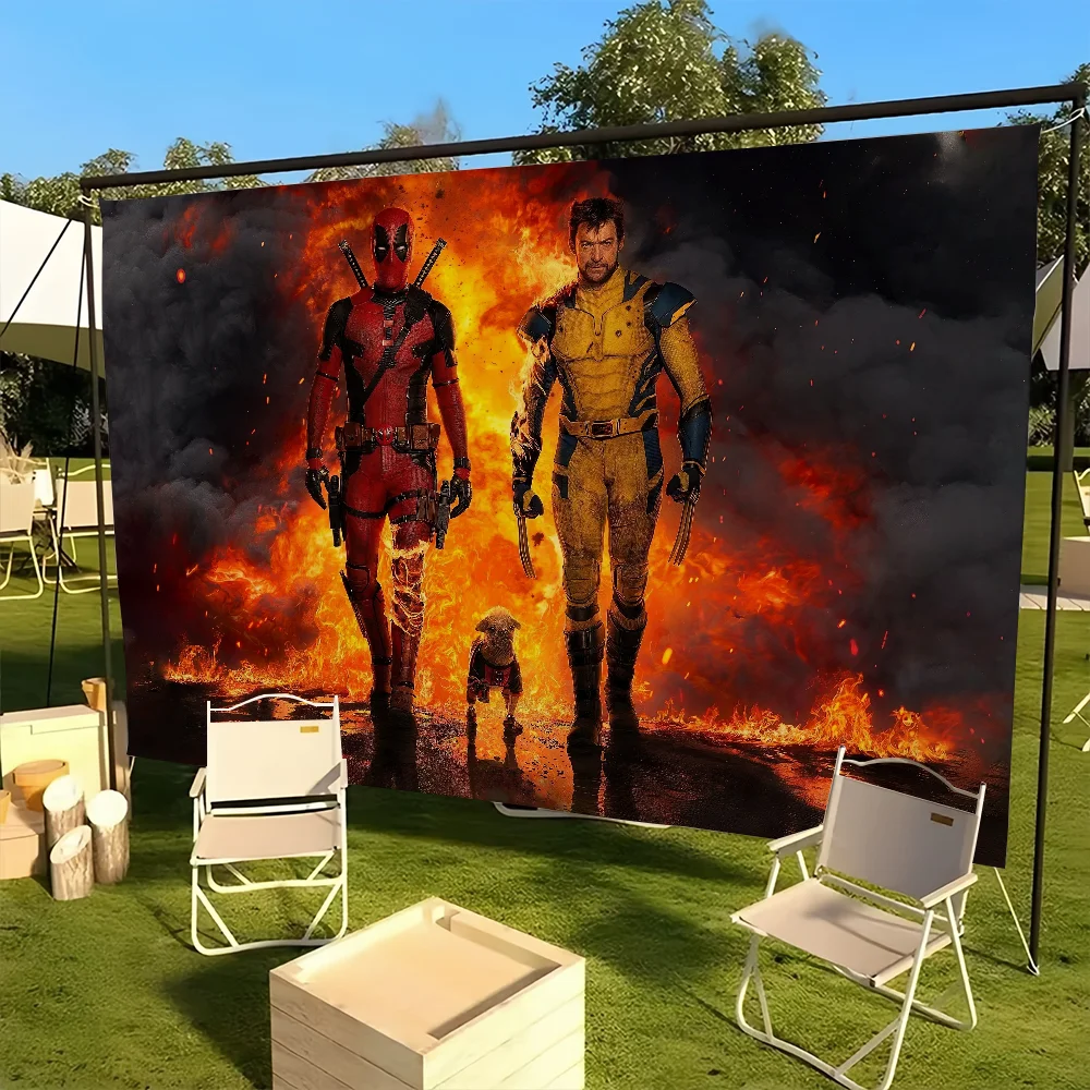 MINISO Film Deadpool And Wolverine Cool Flag For Picnic Party Art Home Decoration Outdoor Camping Banner