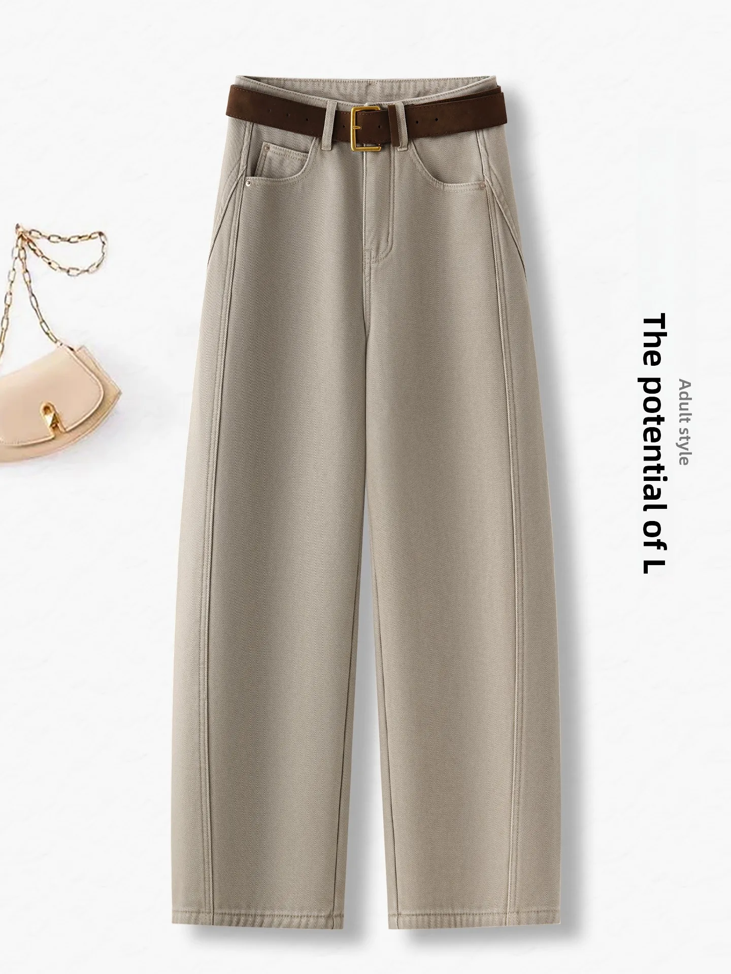 High Waist Flattering Slimming Casual Fleece Lined Wide Leg Banana Pants Women's Knife  Denim Jeans Autumn Winter New Arr...