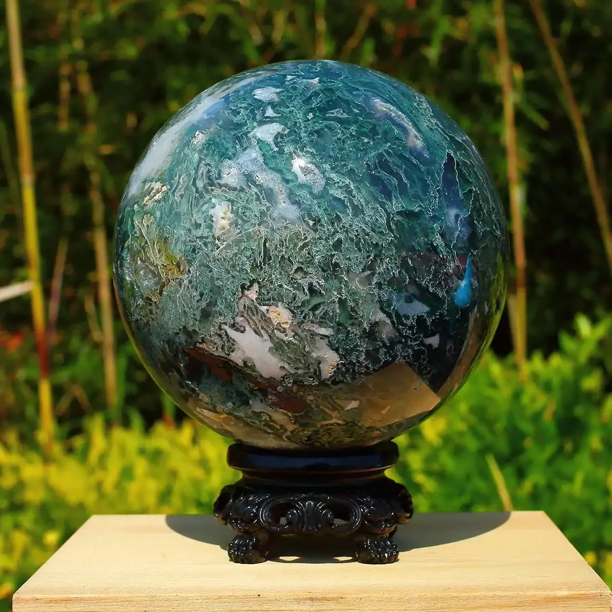 

Beautiful Natural Moss Agate Ball Healing Energy Crystal Healing Repair