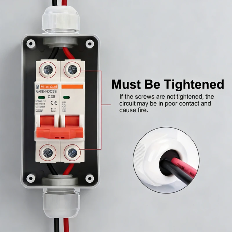 2P 20A 32A 40A 63A DC Circuit Breaker IP 65 Waterproof Kit for Solar PV Systems