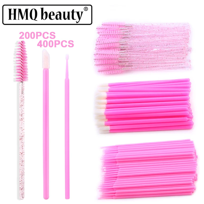 

200/400PCS Makeup Pink Microbrush Eyebrows Brush for Eyelash Extension Mascara Wands Lash Cosmetic Crystal Brushes Wholesale