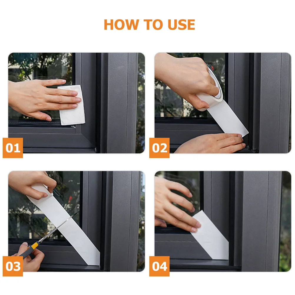 

4 Rolls Self Adhesive Window Weather Sealing Tape Fabric Reinforced Strong Adhesion Windproof Insulation for Winter Door Glass