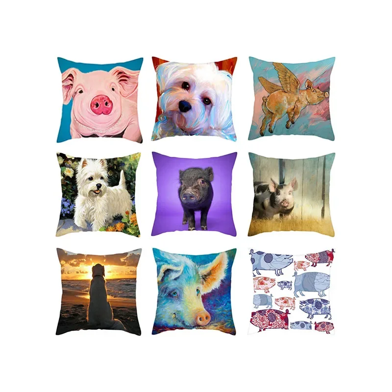 Cute Piggy Square Pillowcase Cartoon Style  Hotel Bedroom Home Decor  Soft Comfortable40x40cm 16x16Inch ，45x45cm 18x18Inch