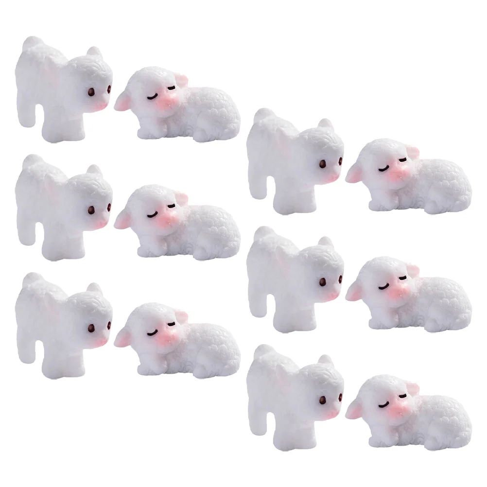 

12 Pcs Sheep Figurines Statues Home Decor Resin Garden Mini Decorative Ornaments