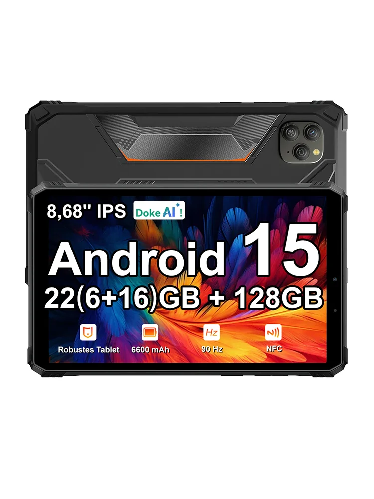 Robustes Blackview Active 5 Tablet, erweiterbarer 24 GB RAM (6 GB physikalischer RAM + 18 GB virtueller RAM), 128 GB ROM, 8,68-Zoll-IPS-Display mit 90 Hz Bildwiederholrate, großer 6600-mAh-Akku,