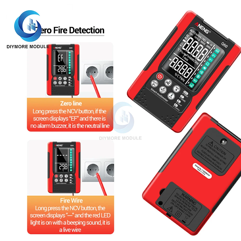 Q60 Multimeter Digital Multimeter Cerdas Tahan Bakar Presisi Tinggi