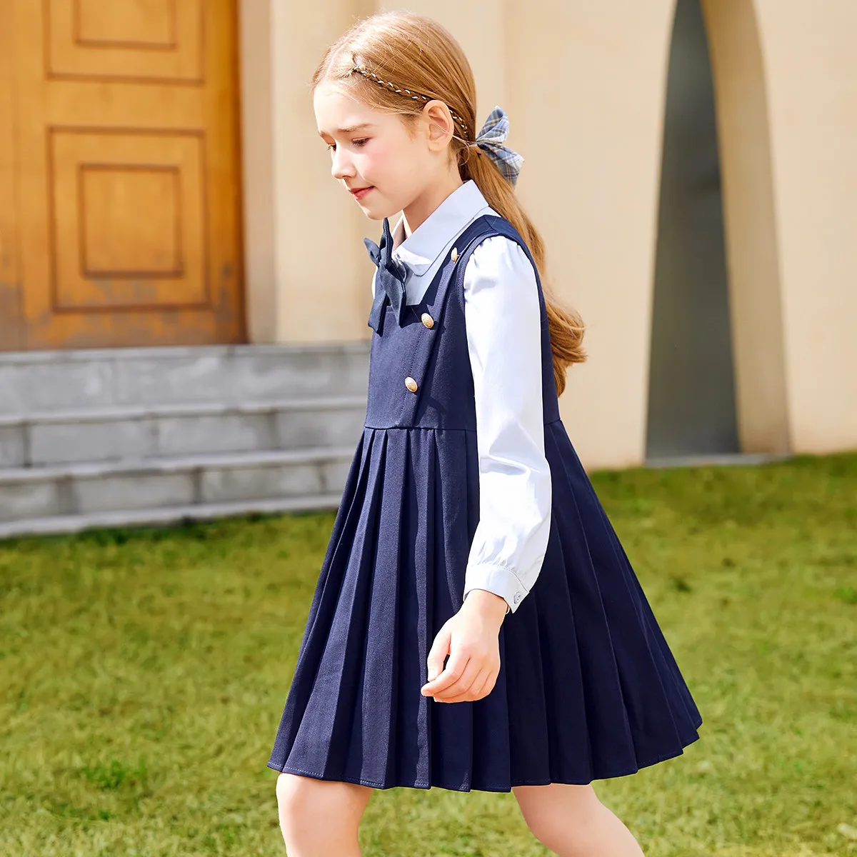 Autunno scuola uniforme ragazze set per bambini abiti vestiti top e abiti abiti adolescenti studenti bambini costumi 6 8 10 12 anni