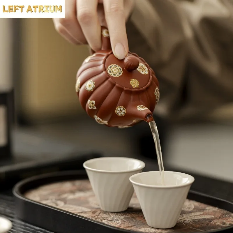 100ML Baoxianghua Handmade Purple Clay Pot Small Capacity Teapot Household Ball Hole Filter Teapot KungFu TeaSet Gift Collection