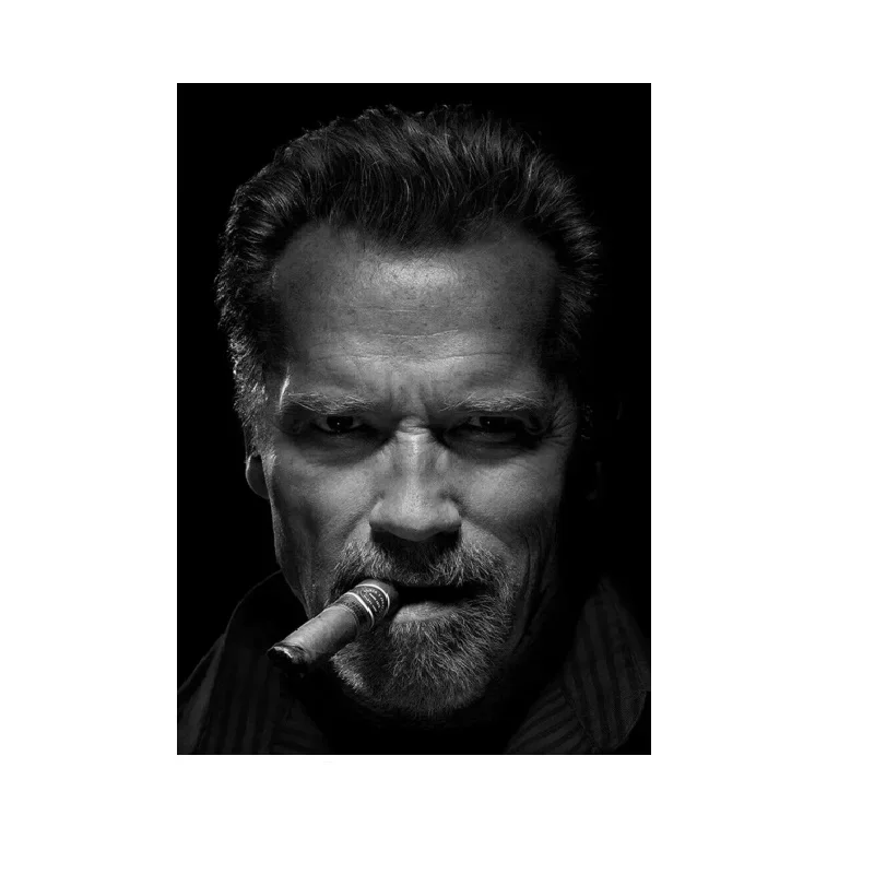 Arnold Schwarzenegger with Cigar Actor Print Art Canvas Poster For Living Room Decor Home Wall Picture