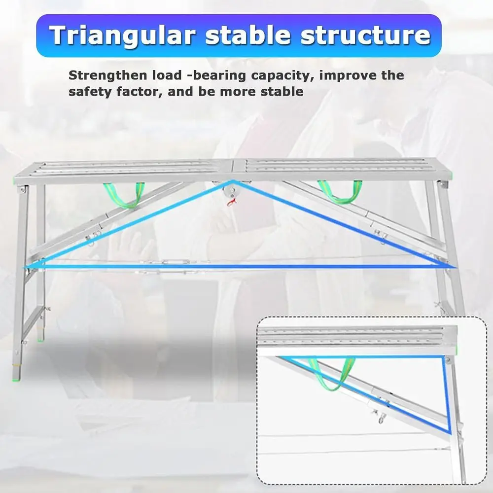 Height Adjustable Multipose Scaolding Work Platform for Washing Vehicles, Cleaning, and DIY Maintenance