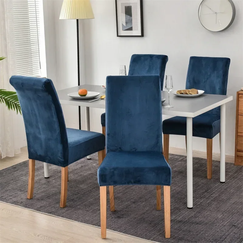 1/2/4/6 Velvet Chair Cover Stretch Anti-slip Dining Room Chairs Slipcover Spandex Case for Home Office Chairs Housse De Chaise