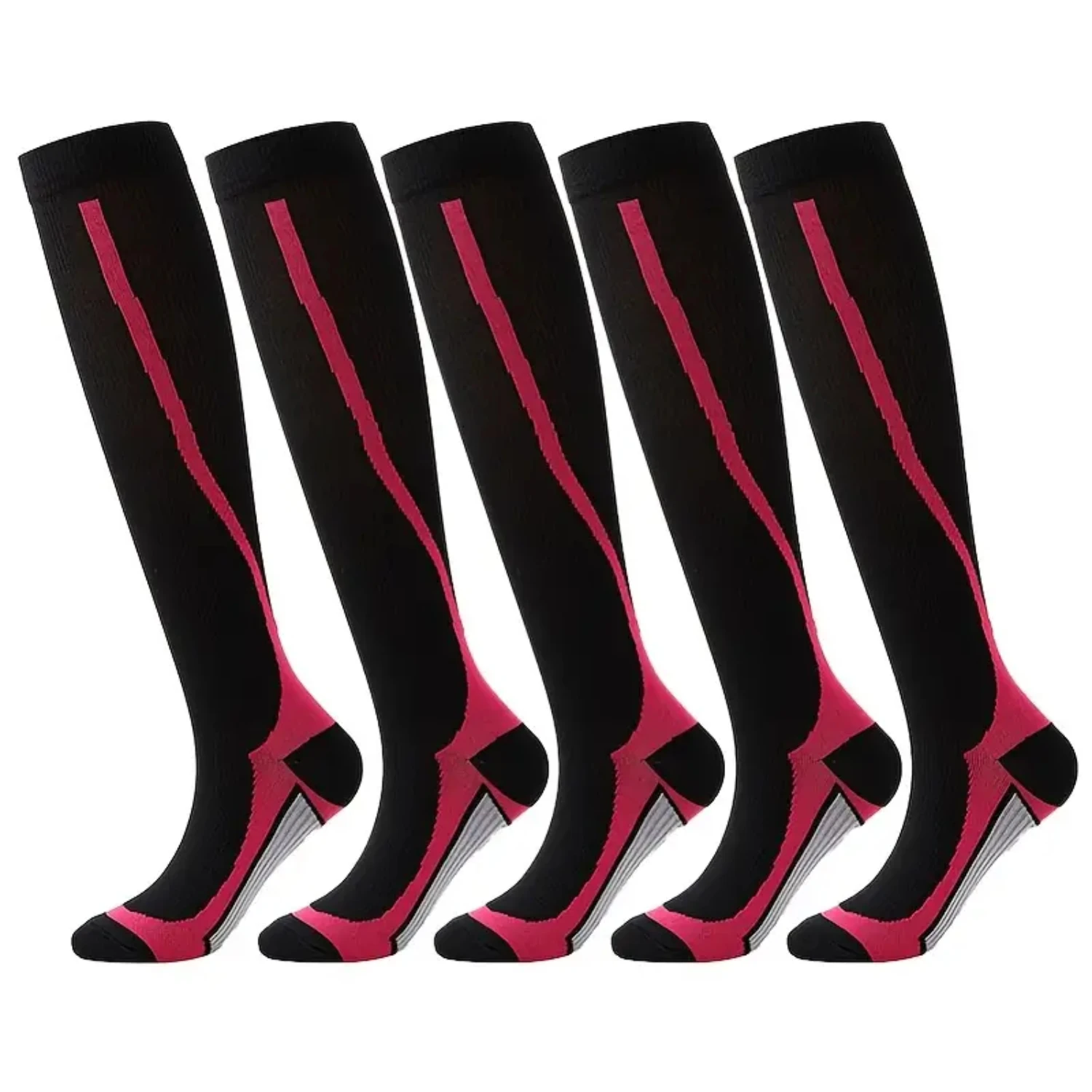 

5pairs Men's Knee High Cushion Socks, Compression Socks, Thick Padded Socks For Cycling Running Basketball