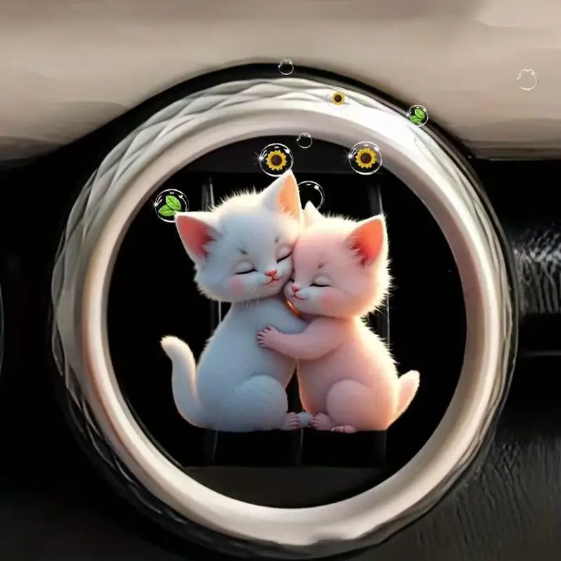 2D Acrylic Car Air Outlet Cute Cat Aromatherapy Air Freshener Clip Auto Elegant Deodorant Fresh Accessorie Long-lasting Interior
