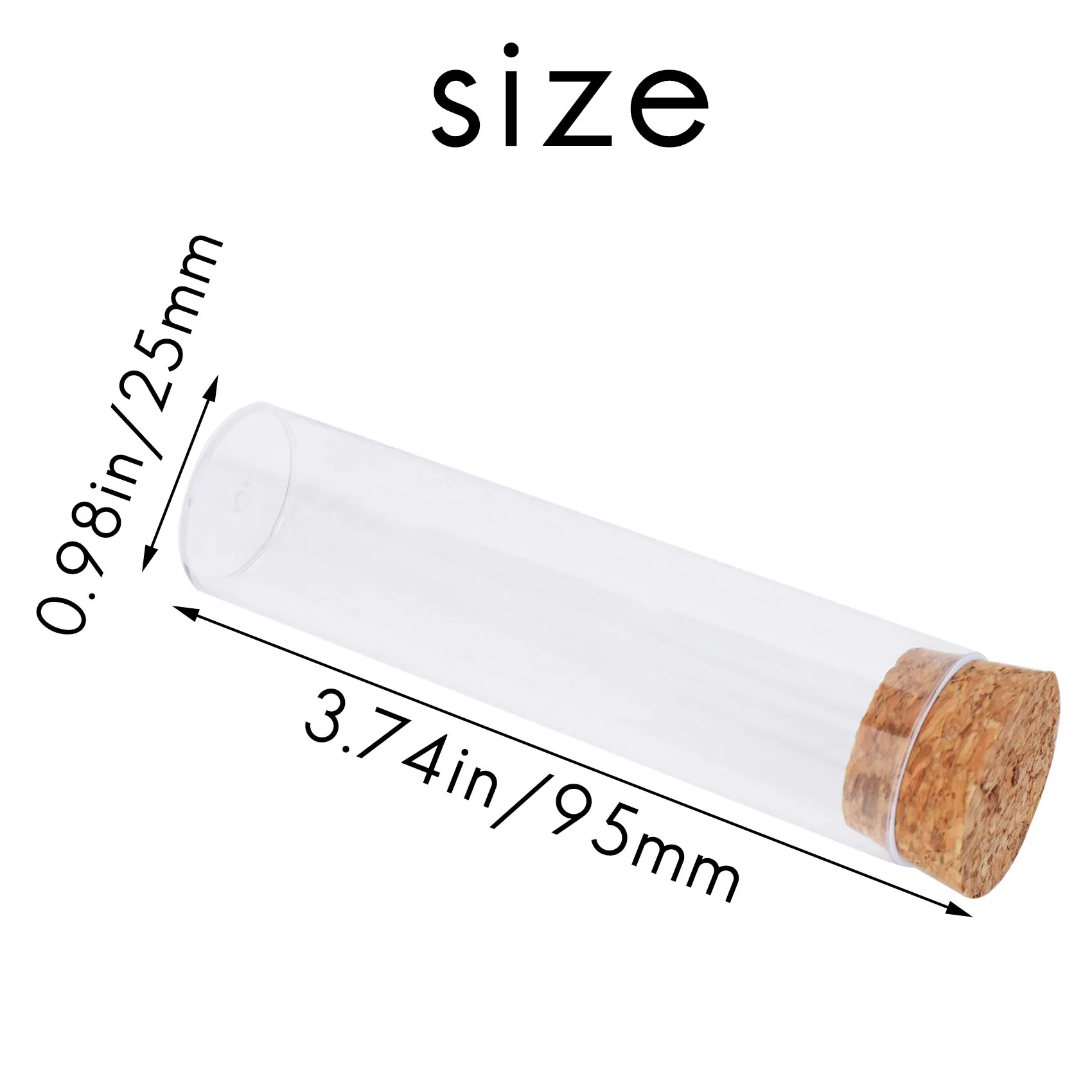 

A06RP 50Pcs/Pack 25X95mm Flat Bottom Tea Plastic Test Tube Drosophila Vials Culture Tube with Cork Stoppers