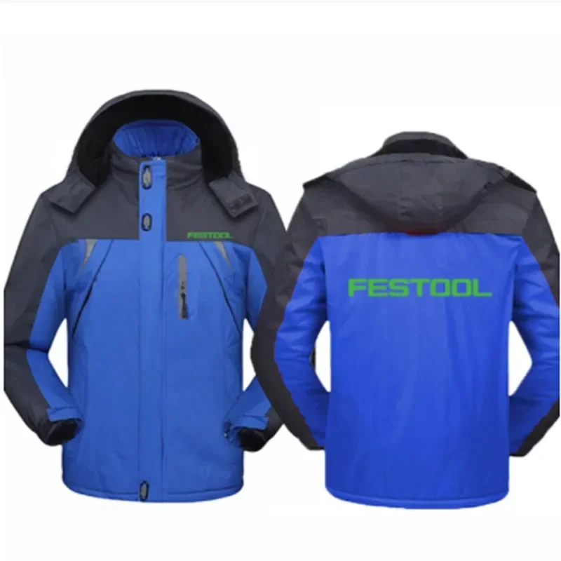 2023 High Quality New Winter Festool Tools Logo Jackets Men Clothing Warm Coat Windproof Thicken Hooded  Outwear Casual Overcoat