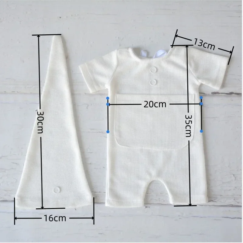 Roupas fotográficas de bebê com manga curta e chapéu longo pontudo, adereços fotográficos comemorativos de crescimento recém-nascido, roupas tricotadas, bricolage, presentes, 0-2 meses