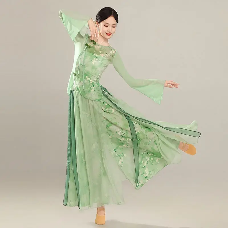 

Women's Dance Cheongsam Dress Women's Dress Chinese Practice Elastic Body Classical Dance Elegant Performance hanfu dance dress