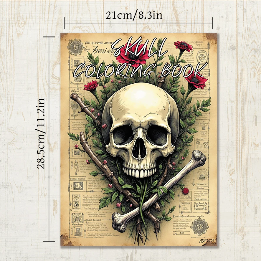 Skull Coloring Book for Adults 8.3x11.2 inches Stress Relieving Creative Art 22 Pages