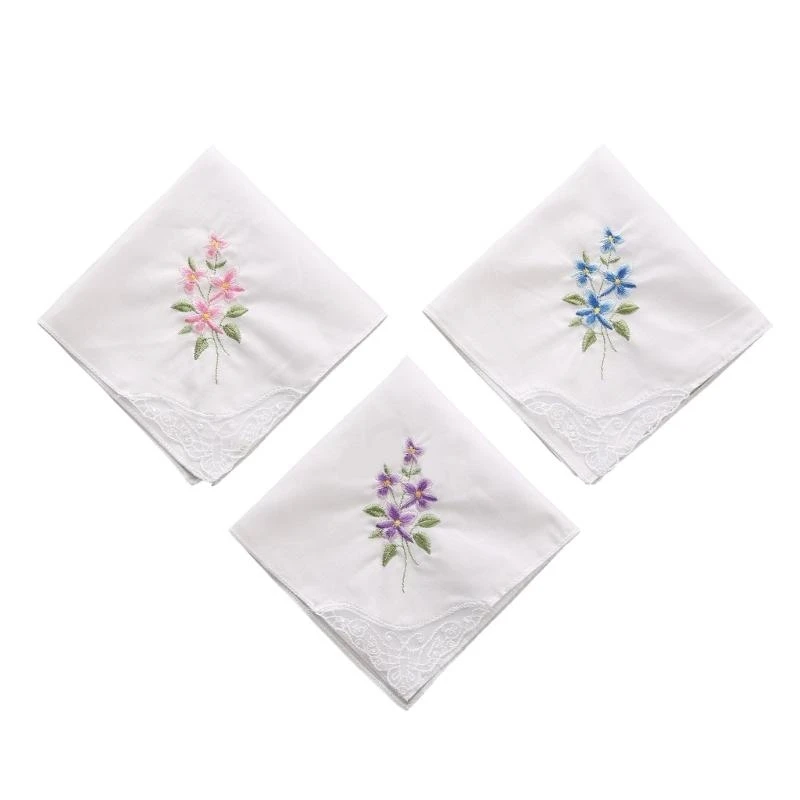 

5ASD Ladies Cotton Emelcodery Laterchiefs Женские мягкие твердые конфеты Hankies