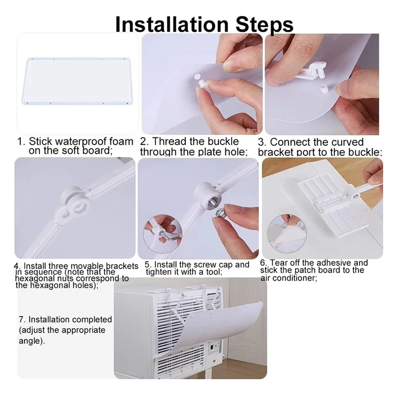 B83B-مكيفات الهواء النافذة الزجاج الأمامي العالمي - حاجز نافذة مكيف هواء الغرفة - يمنع نفخ الهواء البارد المباشر