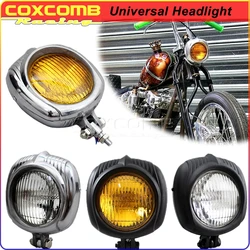 Amber Lens Motorcycle Front Head Light Vintage Electroline Sealed Headlamp For Honda Harley Suzuki Yamaha Chopper Bobber Custom