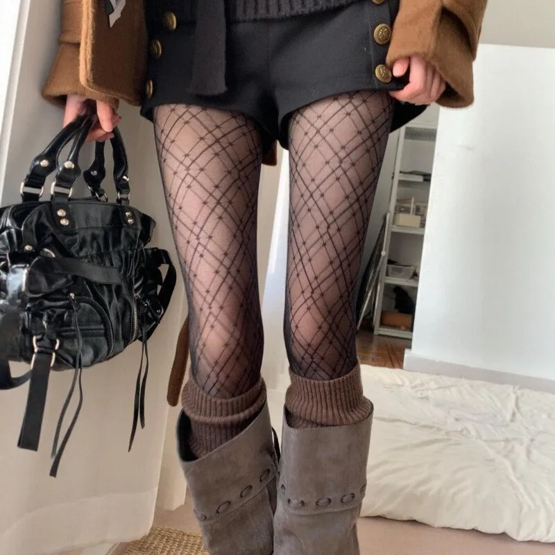 

Fashion Semi Sheer Tights Thin Stretch Fit Slimming Sexy Pantyhose Diamond Pattern Women's Stockings Hosiery Stockings