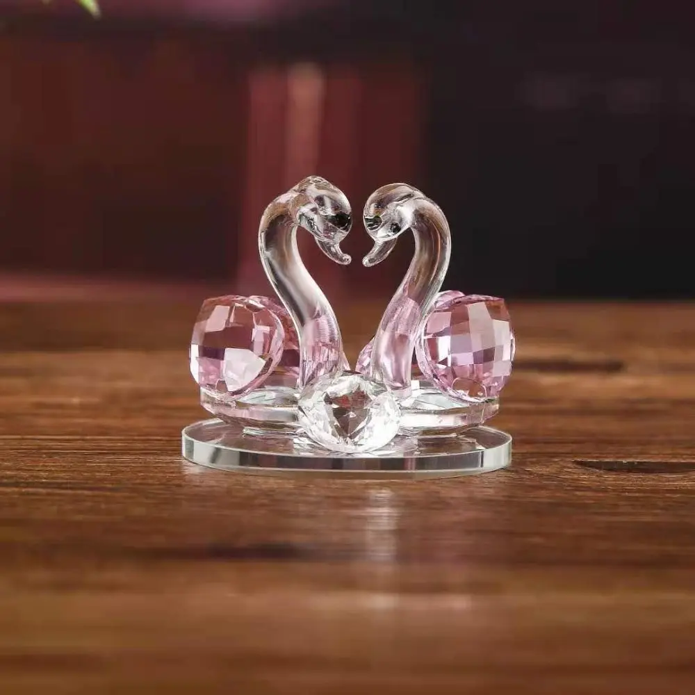 Beautiful Glass Home Decoration, Cute Swan Statue, Home Decoration, Dining Table Family Collection Gift, Home Crystal Decoration view 3