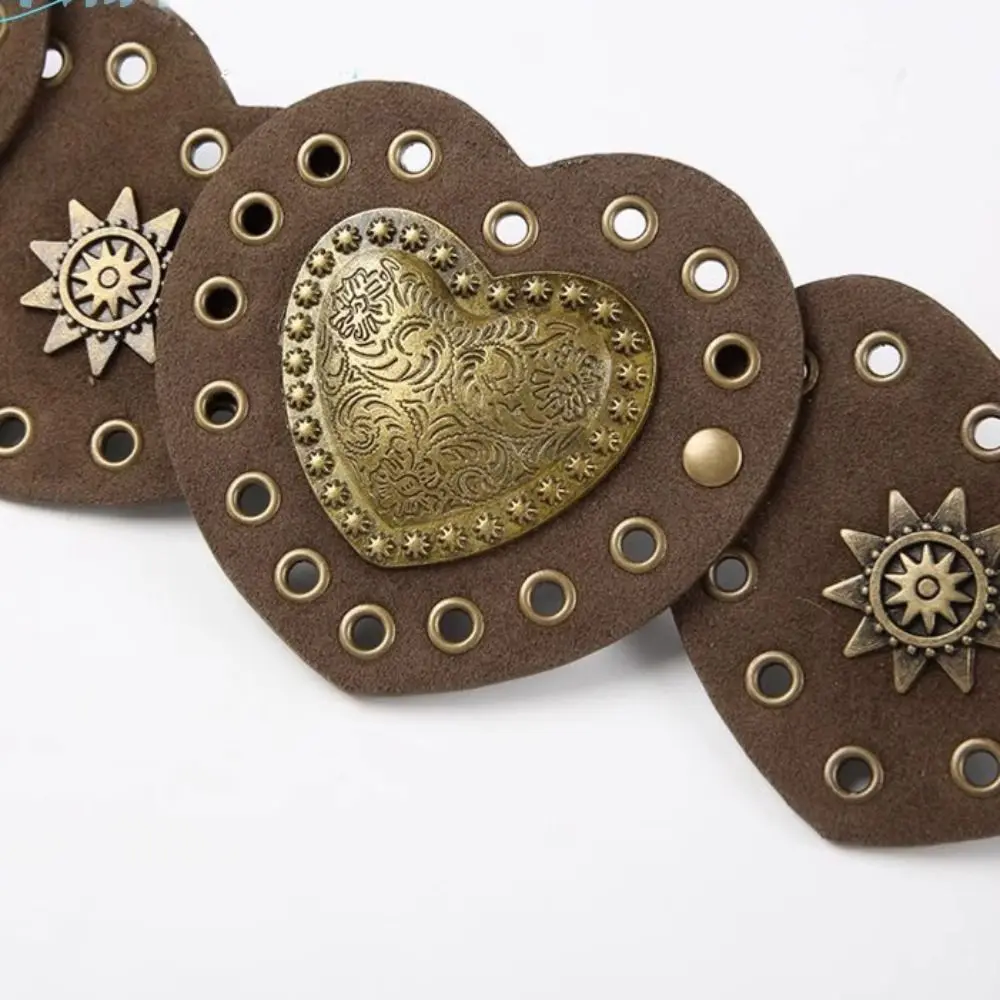 شخصية معدنية القلب أحزمة واسعة الجوف خارج برشام معدني أحزمة الجينز ديكور مبالغ فيه كاوبوي حزام فستان الديكور