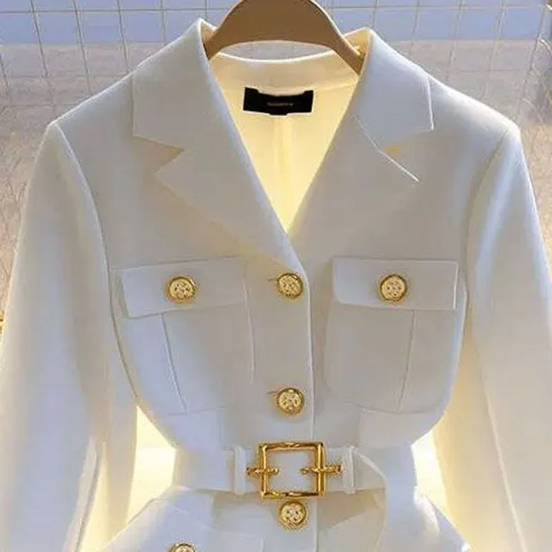 المرأة طويلة الأكمام مكتب الحلل معطف الخريف الشتاء الصلبة عادية واحدة الصدر المشمش شيك السترة السيدات السترات الملابس