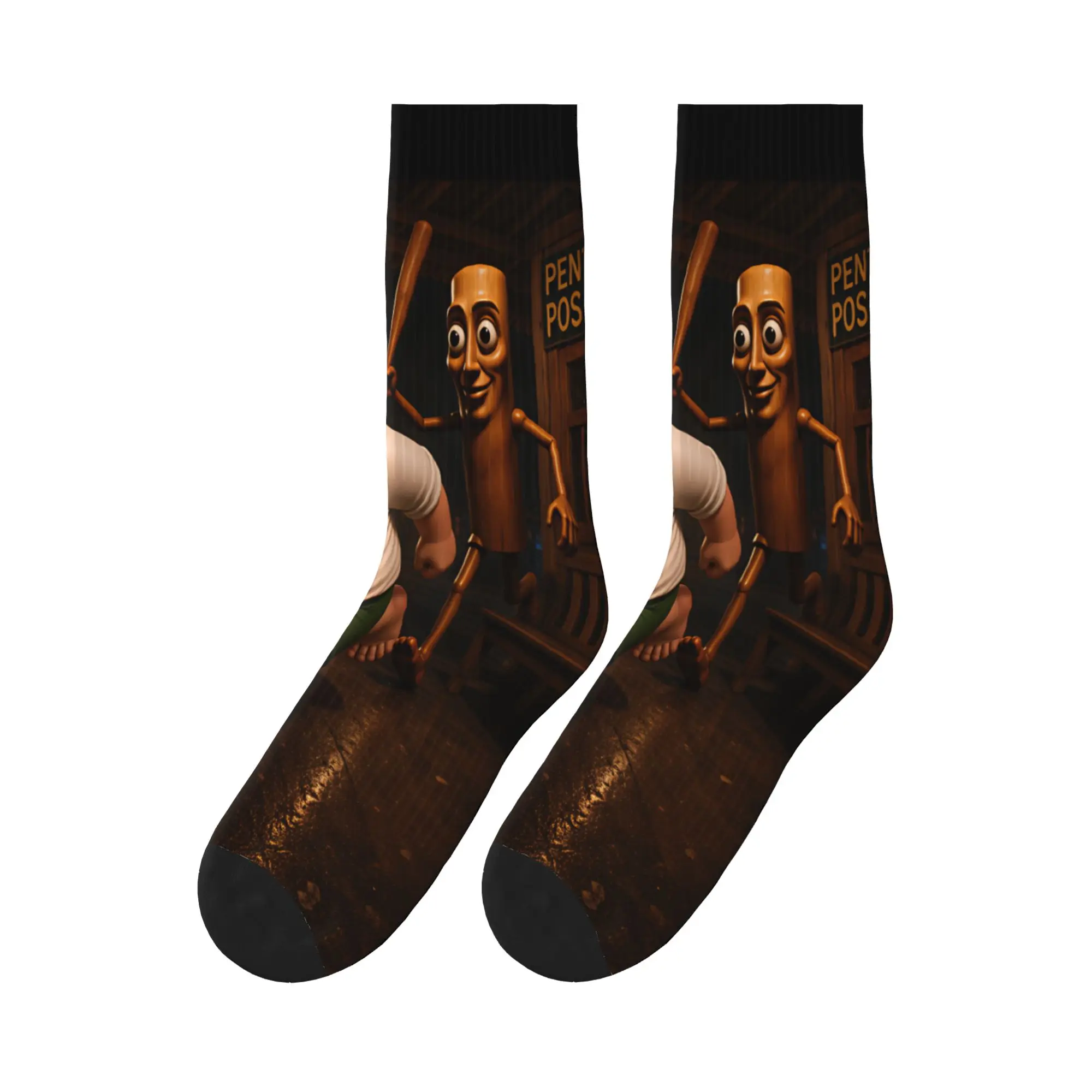 Tung Tung Sahur Baseball Bat Chase Funny Meme Stockings Men Socks Soft Novelty Socks Autumn Outdoor Non-Slip Graphic Socks