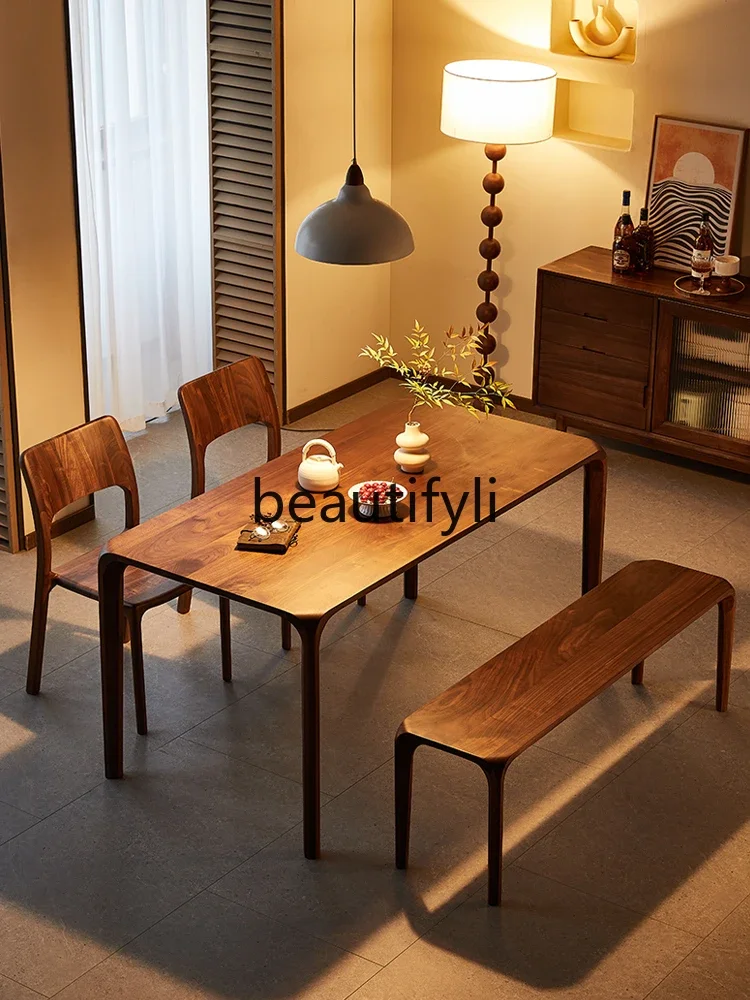 

North American black walnut dining table Nordic rectangular dining table Restaurant solid wood tenon table9344