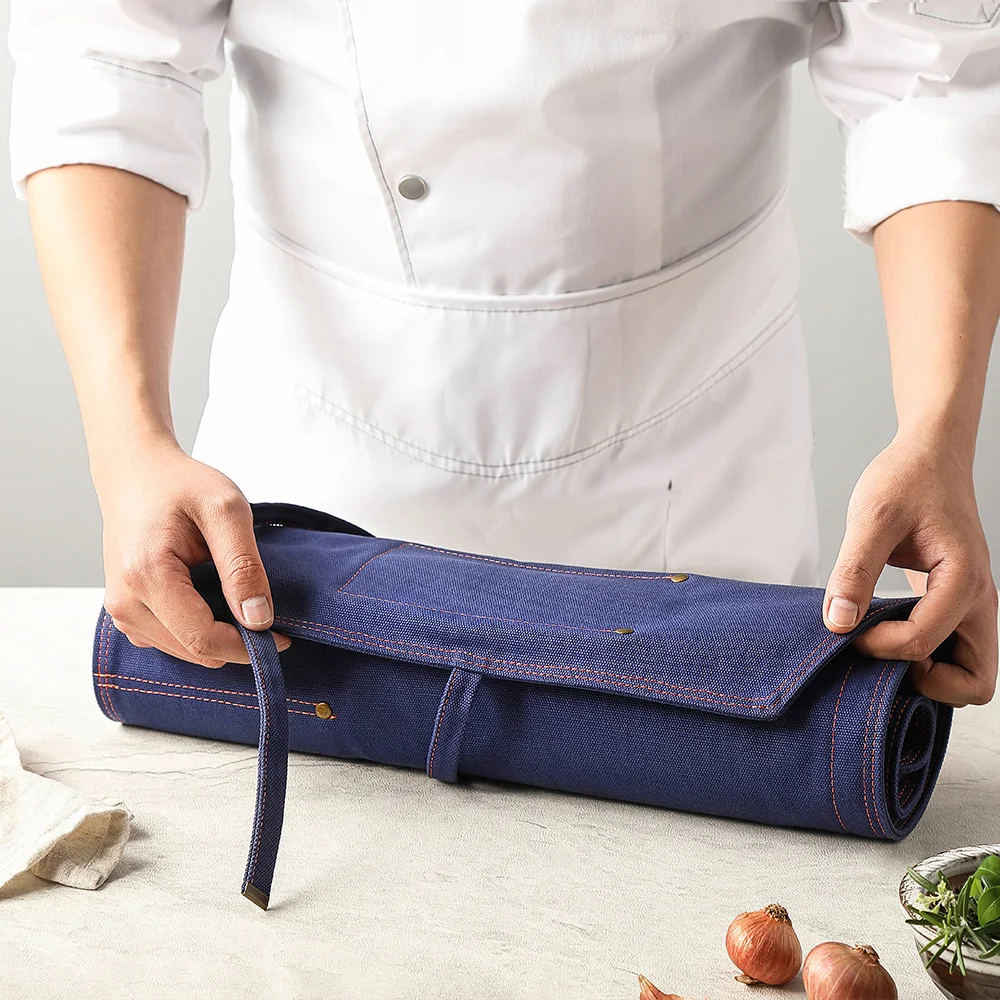 Imagem -02 - Hezhen-thickened Knife Roll Bolsa Canvas Zipper Acessórios de Cozinha Kitchenware Chef Storage Bolsa Just a Knife Bolsa no Knife