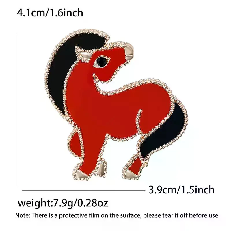 دبوس بروش حصان النار رمز 2026 - صدار شخصي على شكل حيوان متعدد الاستخدامات للملابس والإكسسوارات النسائية #4