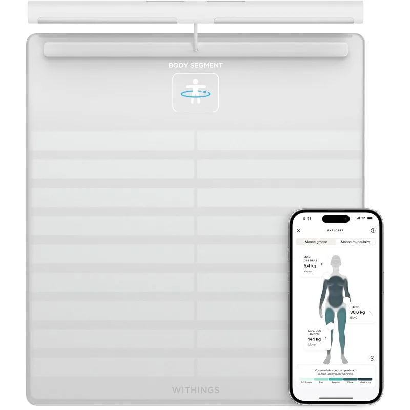 WITHINGS Smart Scales with Full Body Analysis Including Fat Content, Muscle Mass, Bone Density, Visceral Fat, Digital Personal