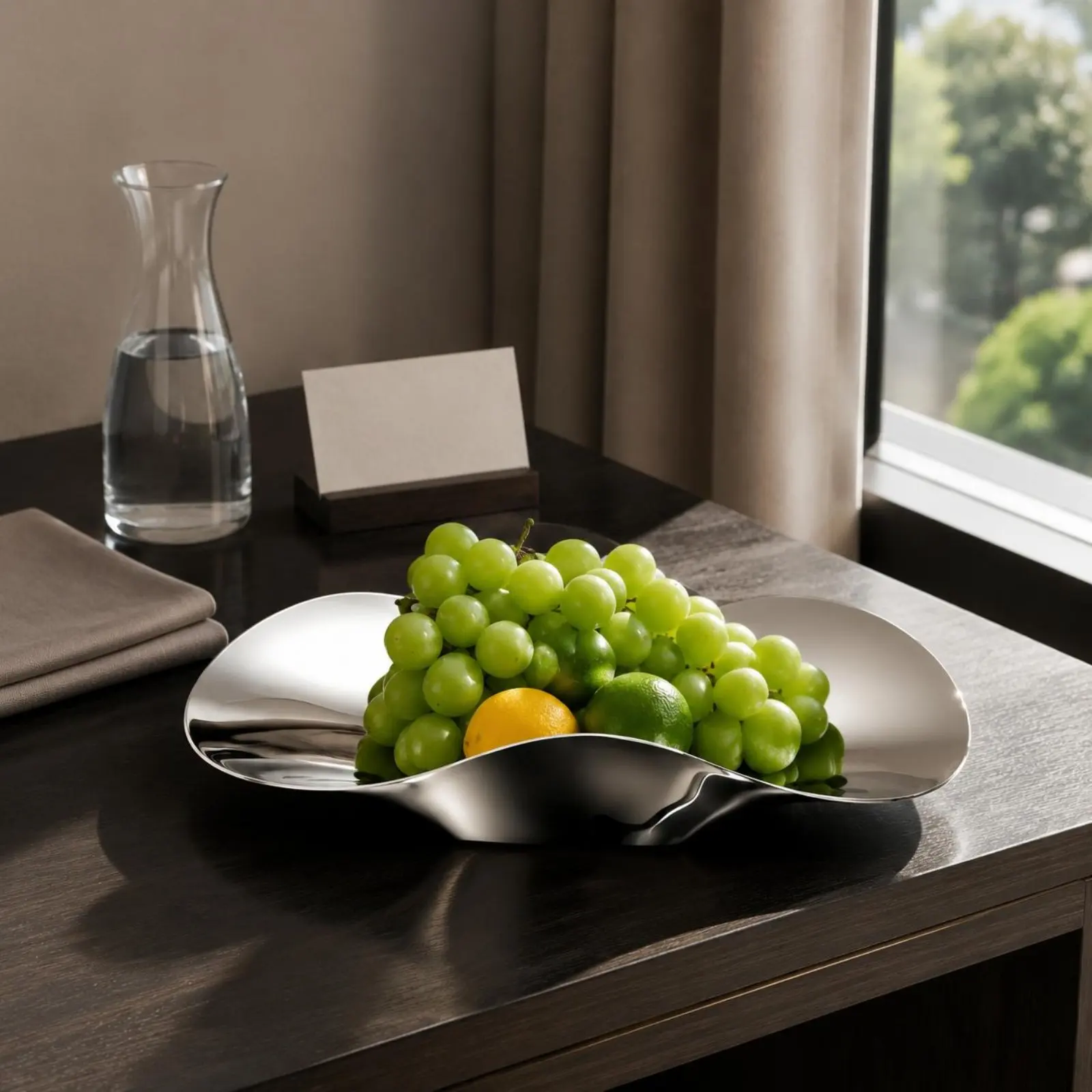 Fruit Bowl Stainless Steel Centerpiece Bowl Decorative Tray Shallow Tableware Multipurpose