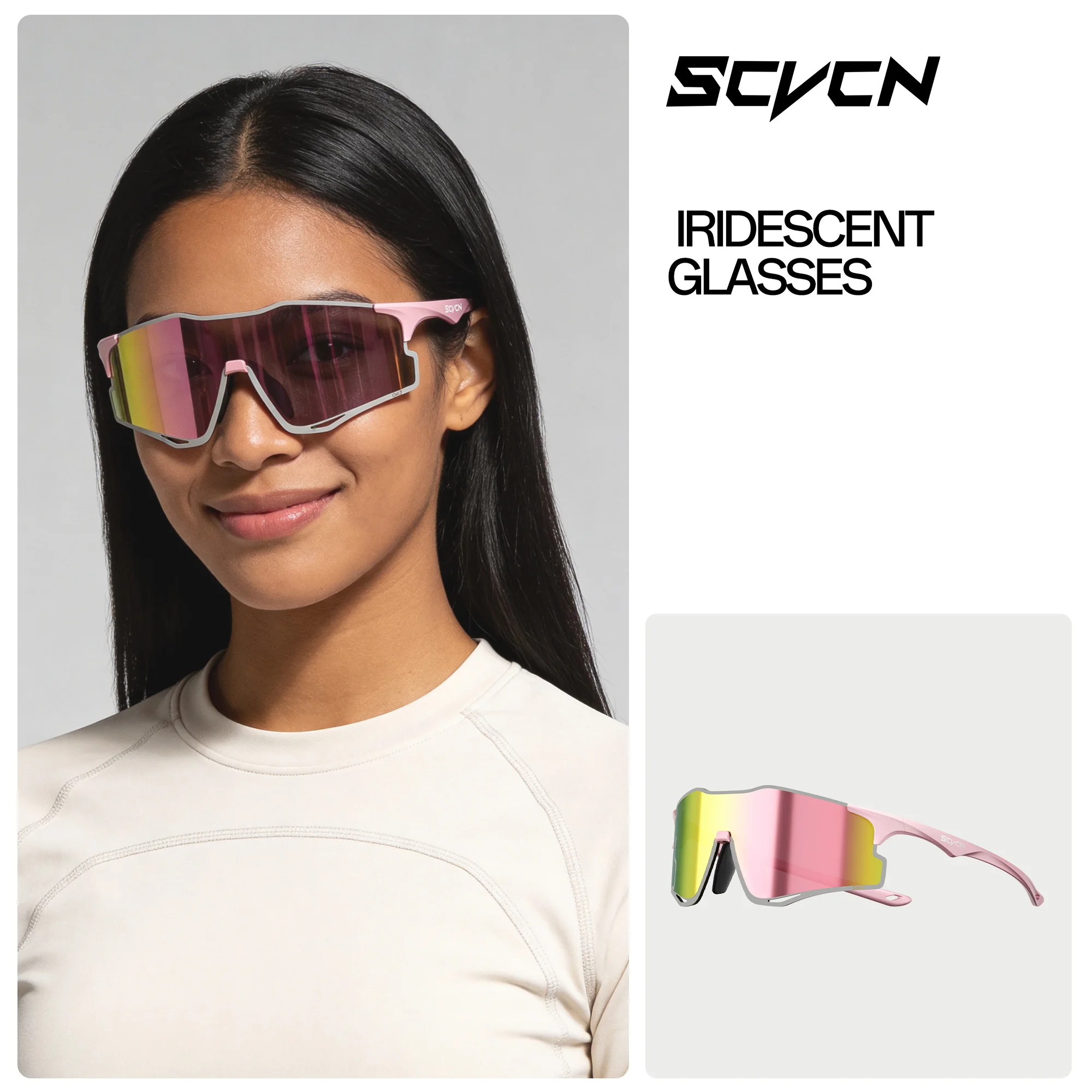 SCVCN Outdoor Photochromatische Laufsonnenbrille für Männer und Frauen, Kletterbrille, Sportbrille, Fahrradbrille, UV400, Wanderbrille
