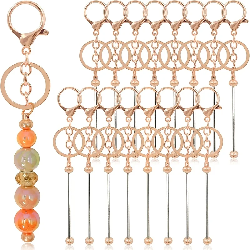 Trendy Exquisite Blank Bead Bars Keychain Making Supplies Affordable Handmade Jewelry Parts Car Key Gift Dorm Must Have 16pcs